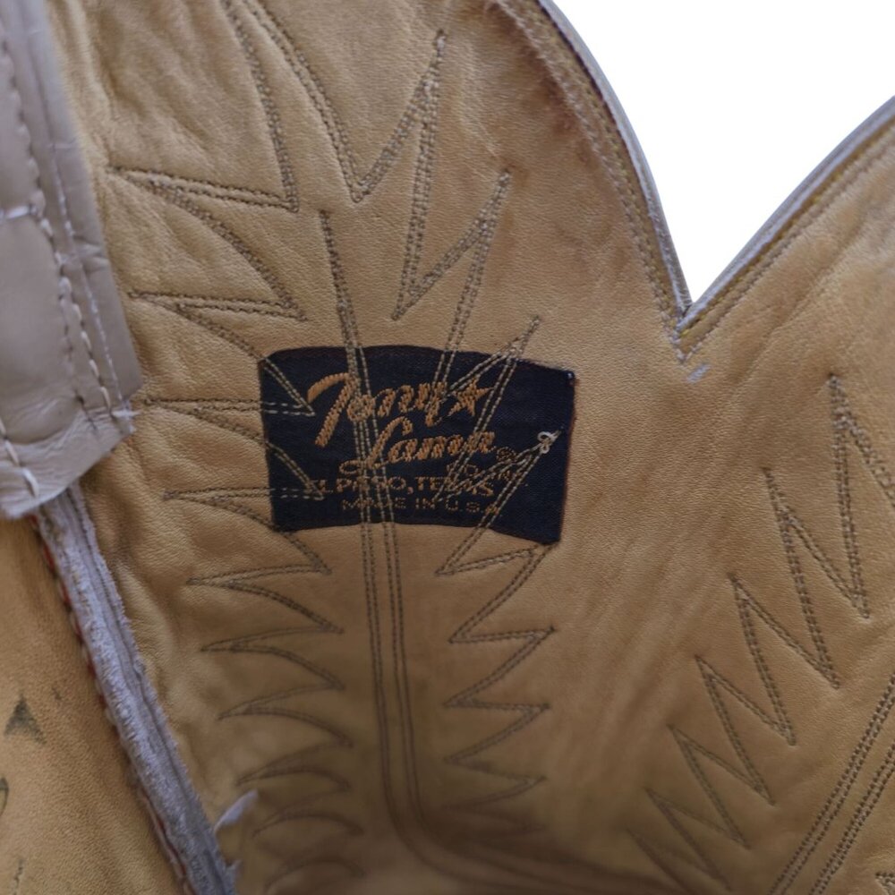 Tony Lama Exotic Ostrich Men Size 9.5D  Cream Beige Leather Cowboy Western Boots - Picture 15 of 16